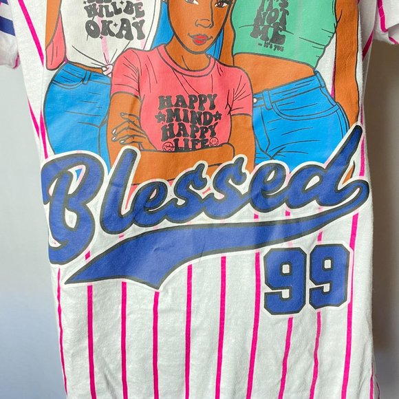 On Fire Blessed 99 Baseball Jersey with Pink Stripes Size XL - Picture 5 of 7
